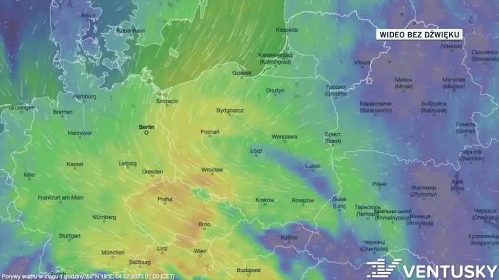 Prognozowane porywy wiatru w kolejnych dniach