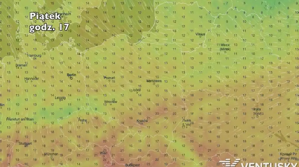 Temperatura w najbliższych dniach (Ventusky
