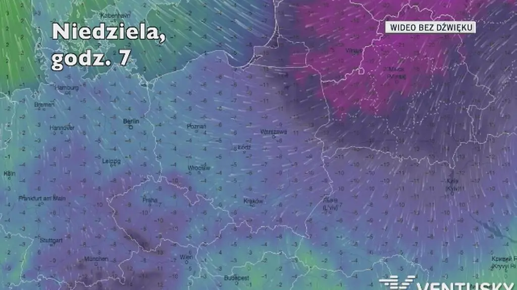 Temperatura w ciągu w kolejnych pięciu dni (Ventusky