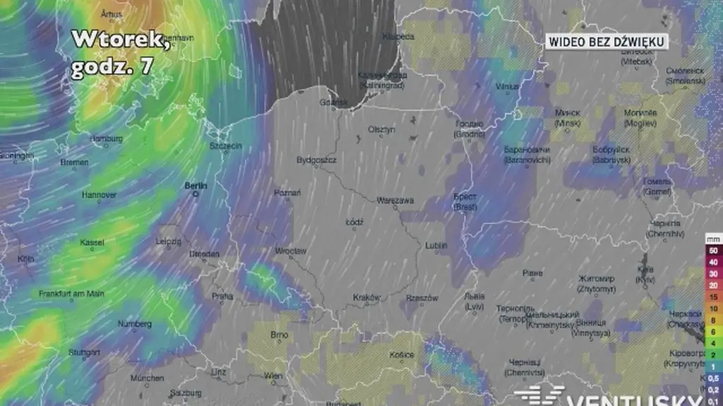 Opady w ciągu kolejnych dni (Ventusky