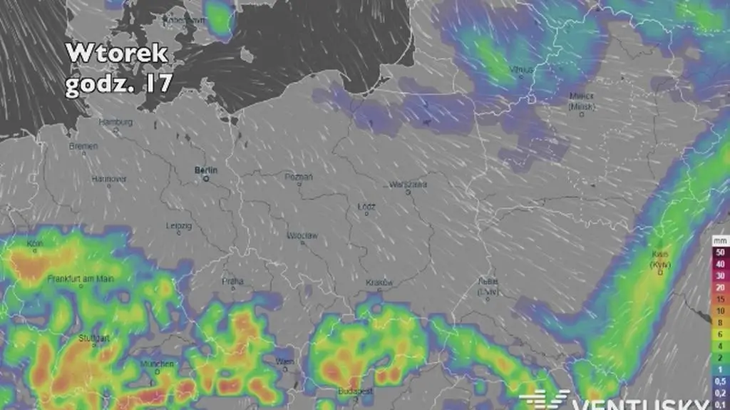 Opady w najbliższych dniach (ventusky