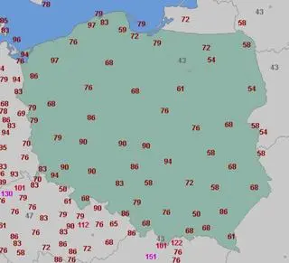 Porywy wiatru w Polsce o godzinie 10 w niedzielę (30.01.2022)