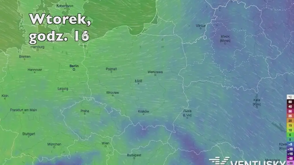 Temperatura w ciągu najbliższych pięciu dni  (ventusky