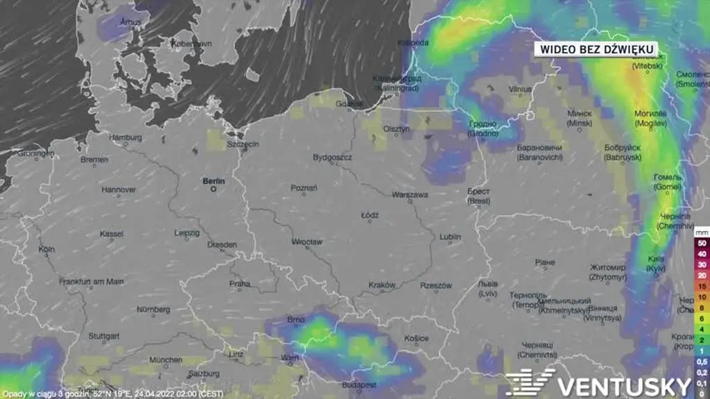 Prognozowane opady w dniach 24-28