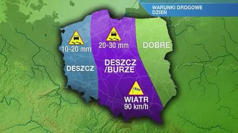 Warunki drogowe w poniedziałek