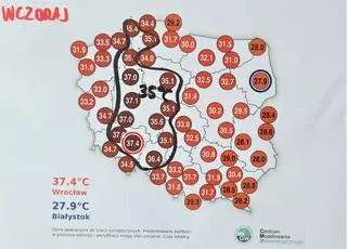 Temperatura maksymalna w czwartek, 21 lipca w Polsce