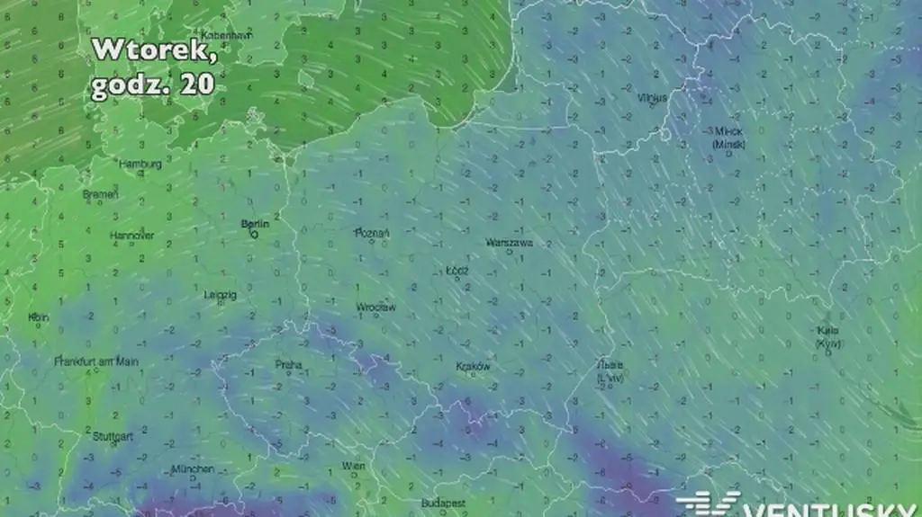 Temperatura w ciągu pięciu dni (Ventusky
