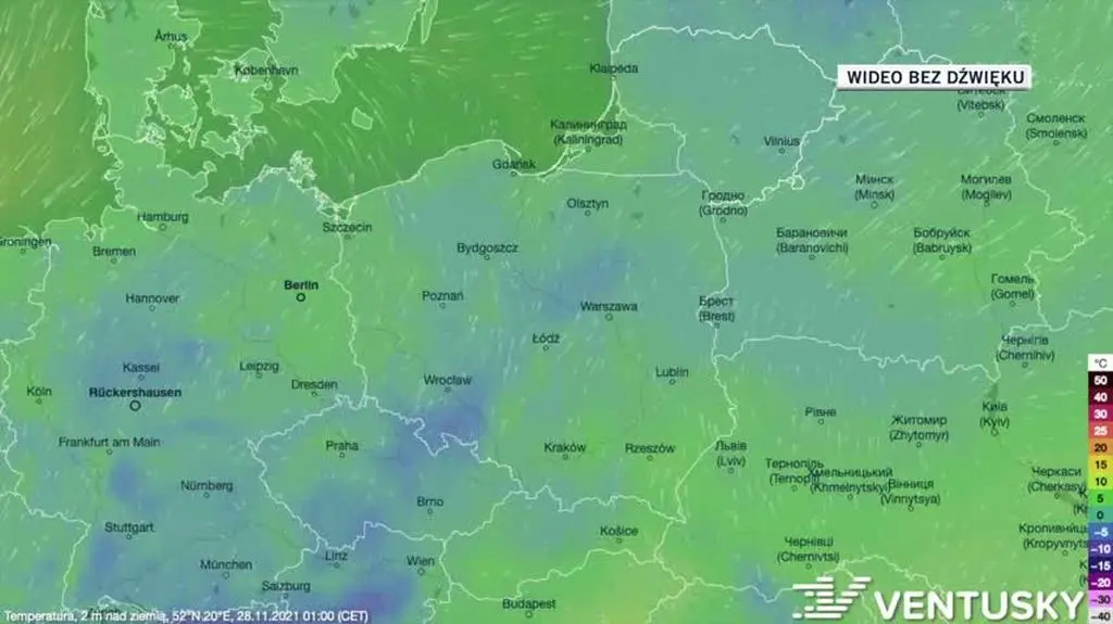 Prognozowana temperatura w dniach 28