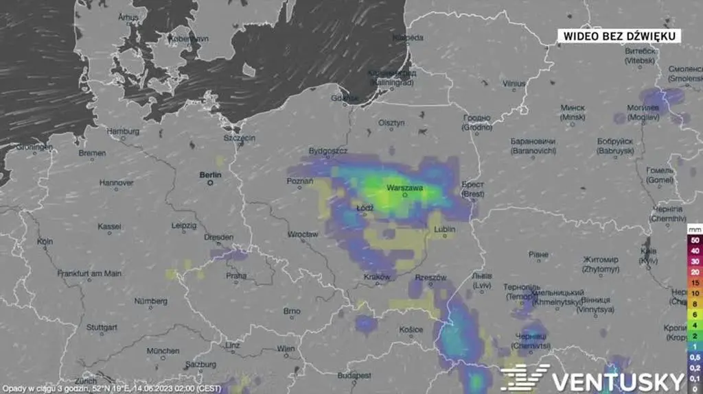 Prognozowane opady na kolejne dni