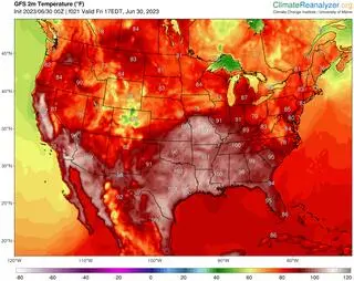 Temperatura w Stanach Zjednoczonych w piątek 30 czerwca 