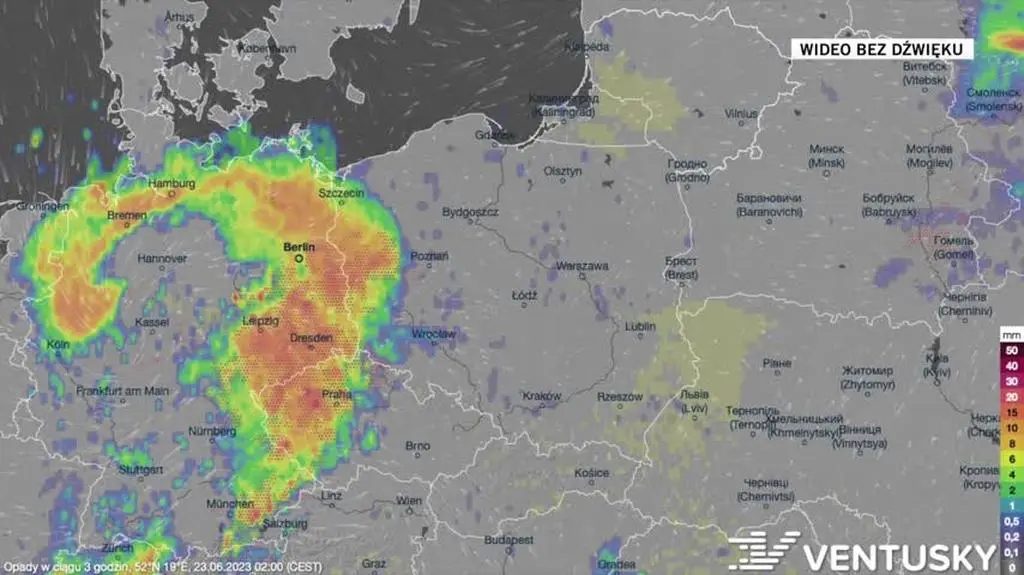 Prognozowane burze w Polsce 23