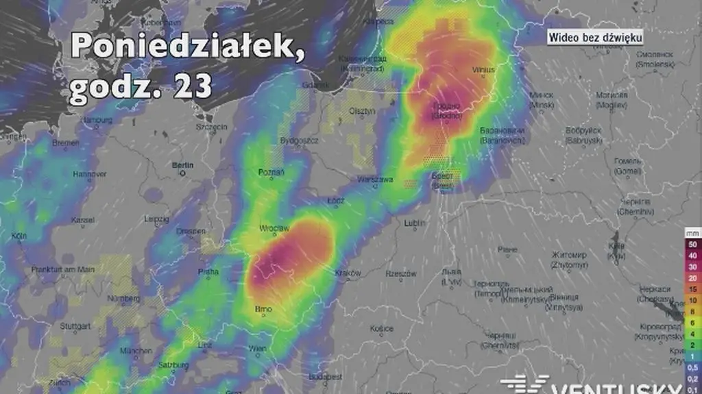 Opady w najbliższych dniach (ventusky