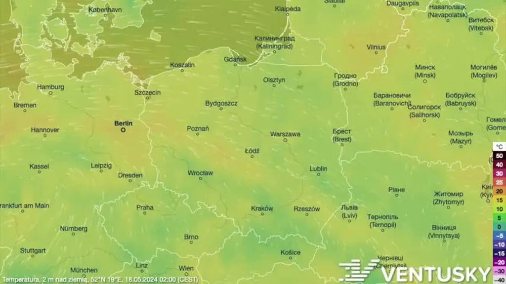 Prognozowana temperatura w kolejnych dniach