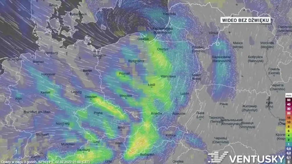 Prognozowane opady w ciągu kolejnych dni