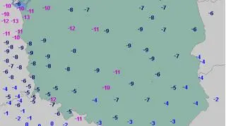 Temperatura w Polsce, 25.12.21 ok. godz. 7.30