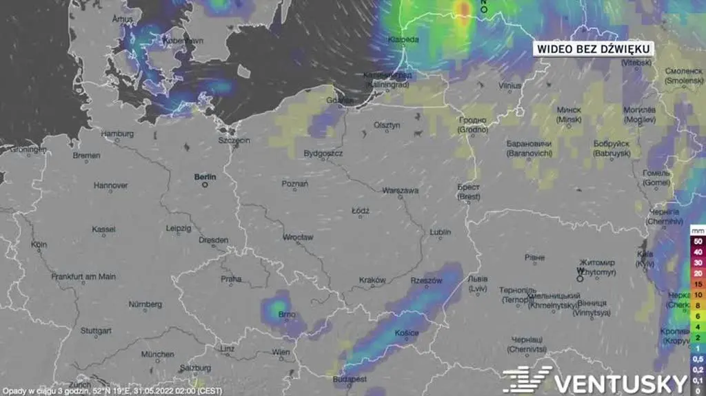 Prognozowane opady w dniach 31