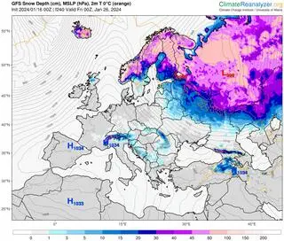 Brak pokrywy śnieżnej w Polsce widoczny w prognozach modelu GFS na 26 stycznia