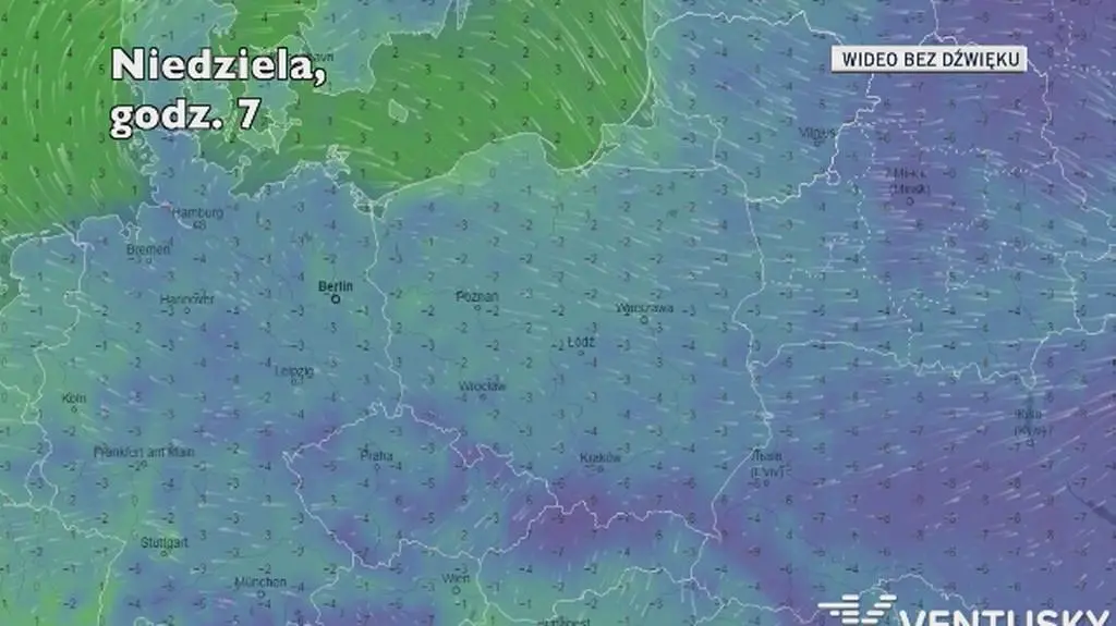 Temperatura w ciągu w kolejnych pięciu dni (Ventusky