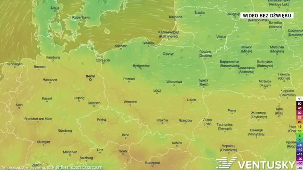 Prognozowana temperatura w kolejnych dniach