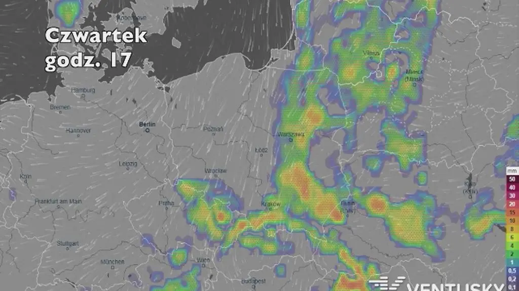 Opady w najbliższych dniach (ventusky