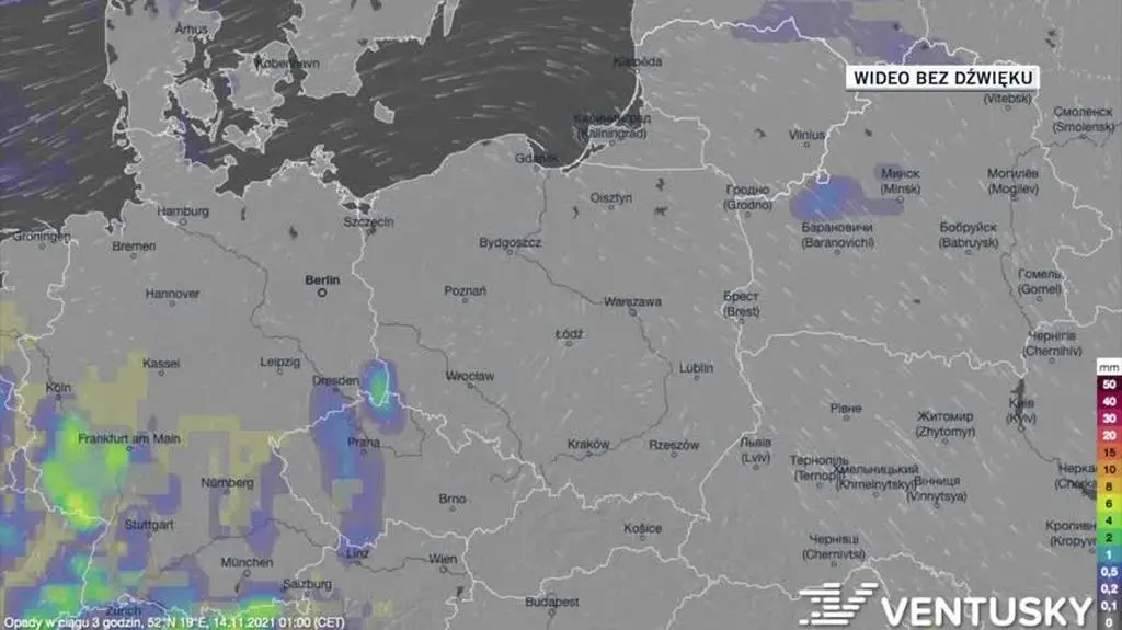 Prognozowane opady w dniach 14-18