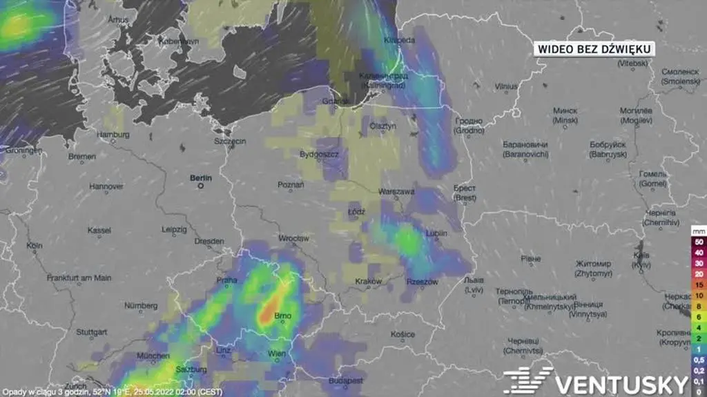 Prognozowane opady w dniach 25-29