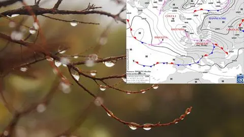 Szeroka strefa opadów przemieszcza się nad Polską. Pada deszcz i śnieg