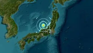 Lokalizacja trzęsienia ziemi w Japonii