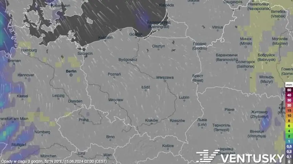 Prognozowane opady w kolejnych dniach