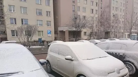 Sypnęło śniegiem, w Warszawie płatki wirowały na wietrze