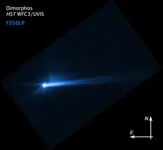Sfotografowane odłamki, które oderwały z powierzchni Dimorphosa 285 godzin po uderzeniu asteroidy przez sondę kosmiczną DART