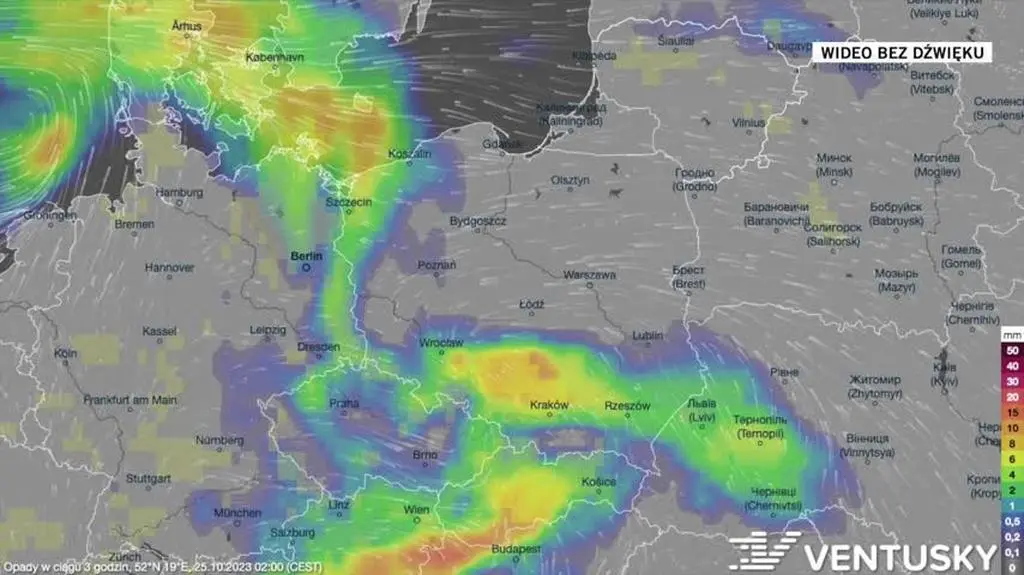 Prognozowane opady na kolejne dni