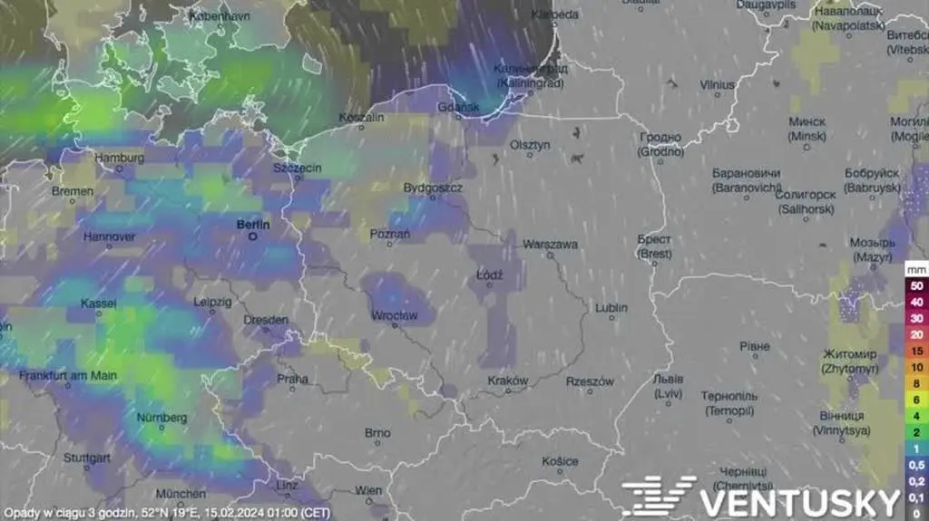 Prognozowane opady w kolejnych dniach