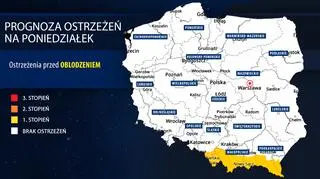 Prognoza zagrożeń na poniedziałek