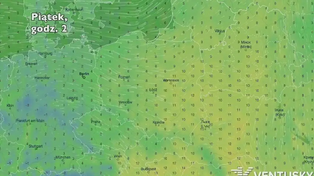 Temperatura w najbliższych dniach (Ventusky