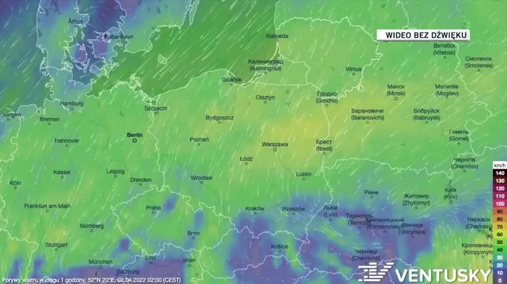 Prognozowane porywy wiatru w kolejnych dniach