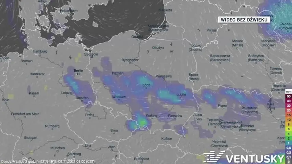 Prognozowane opady w dniach 9-13