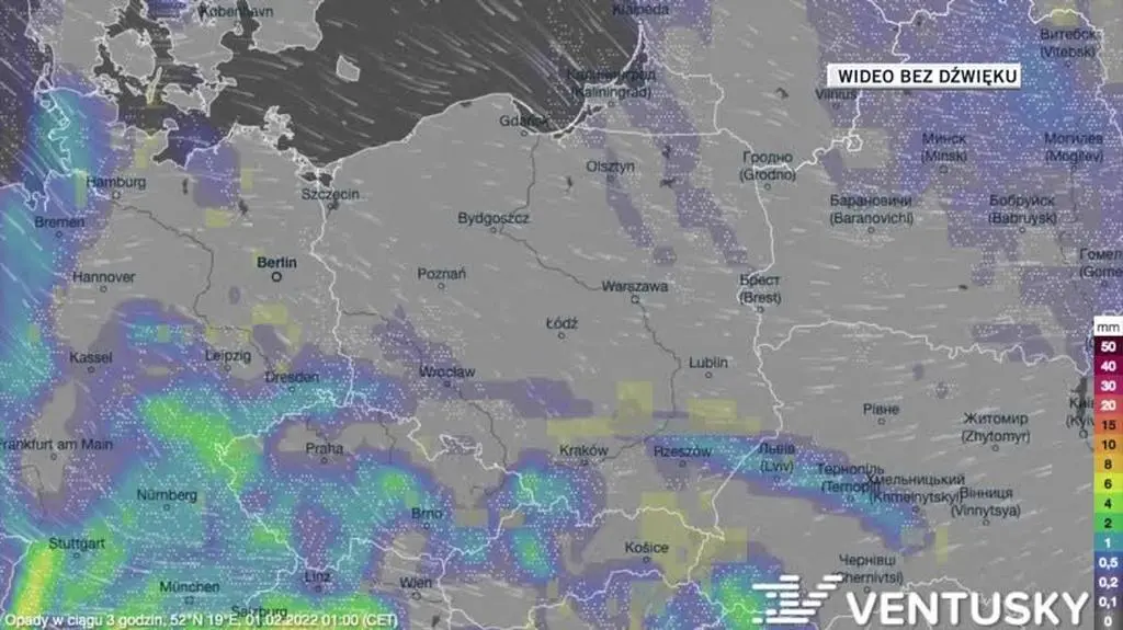 Prognozowane opady w kolejnych dniach