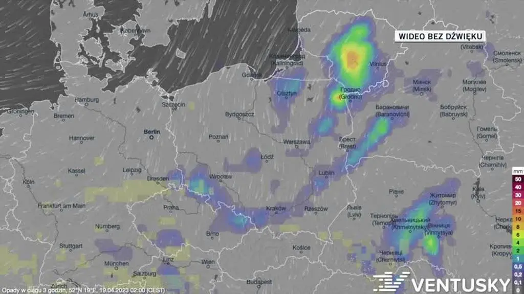 Prognozowane opady w dniach 19-23