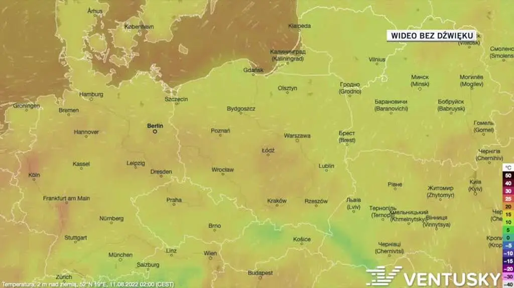 Prognozowana temperatura w kolejnych dniach