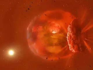 Wizualizacja zderzenia dwóch planet