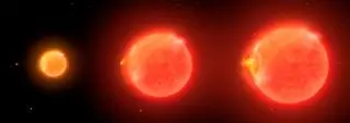 Gwiazda pożerająca własną planetę - wizualizacja