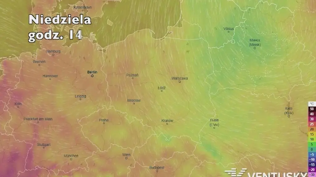 Temperatura w najbliższych dniach (ventusky