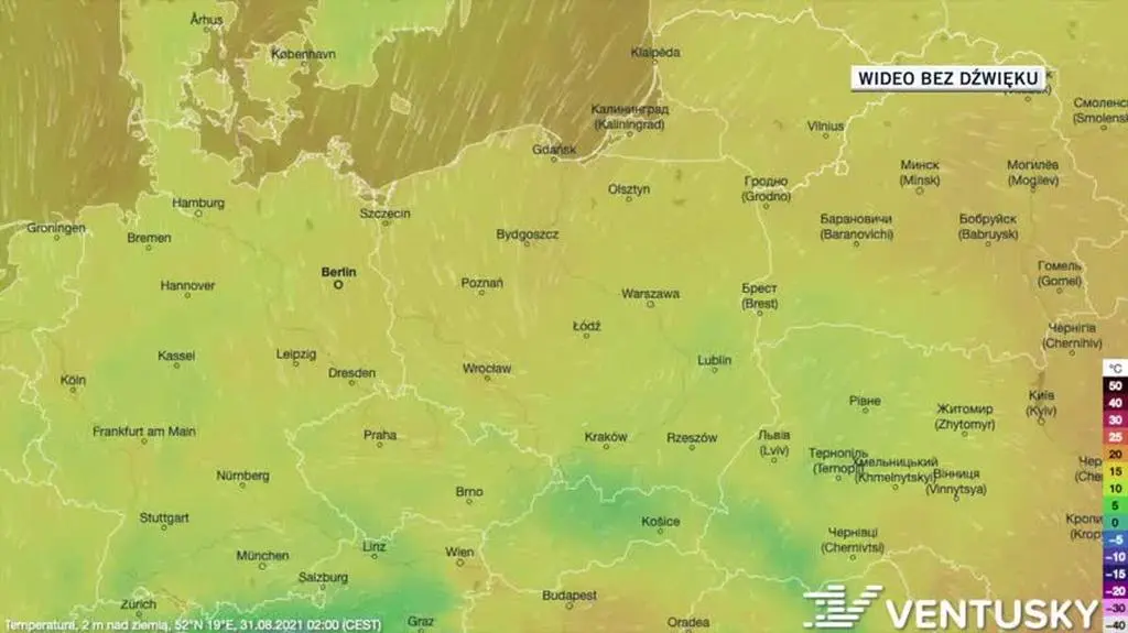 Prognozowana temperatura w piątek