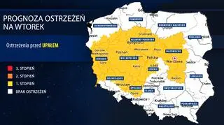 Prognoza zagrożeń IMGW na wtorek