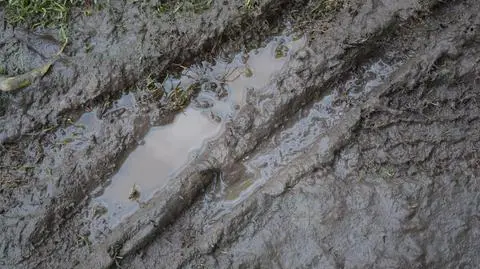 Błoto na wiejskiej drodze