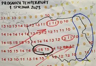 Prognozowana temperatura na 1 stycznia 2023