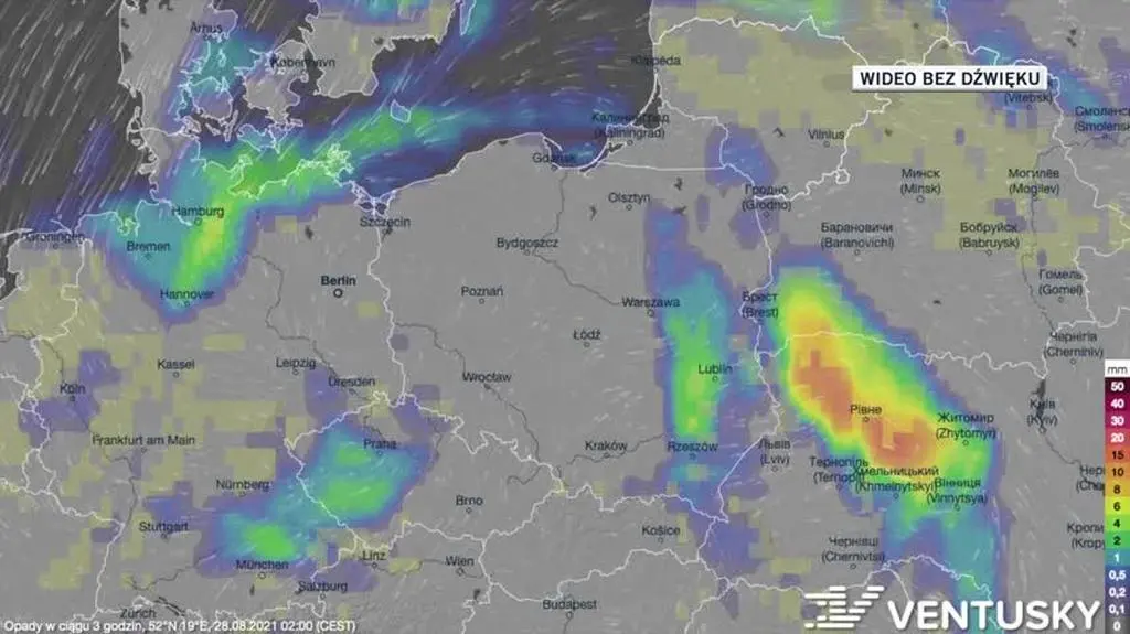 Prognozowane opady w ciągu kolejnych dni