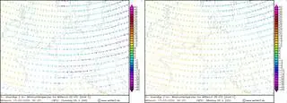 Prognoza temperatury na poranek 13 marca. Z lewej prognoza z niedzieli 03.03, z prawej - z poniedziałku 04.03