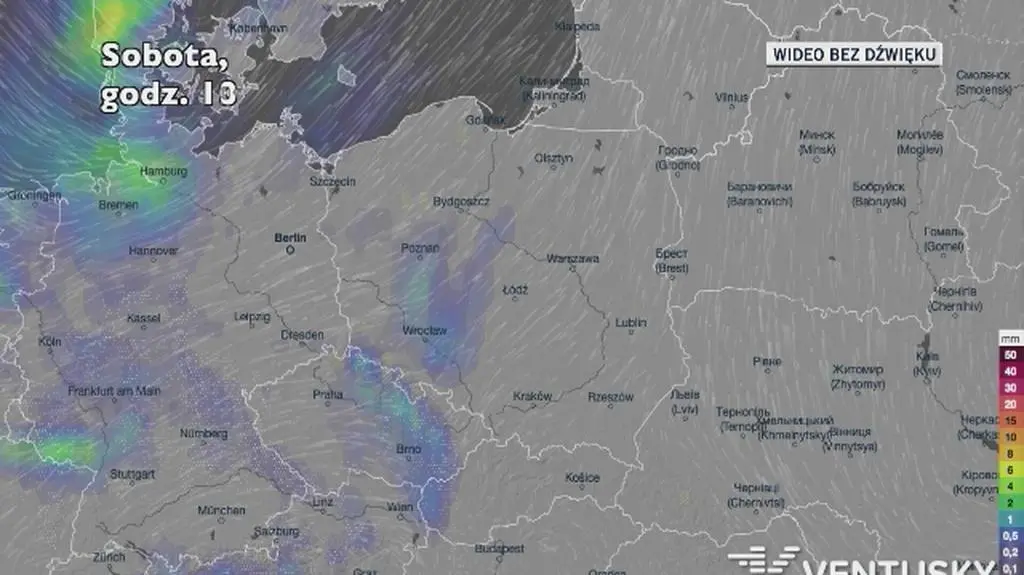 Prognozowane opady w kolejnych dniach (Ventusky